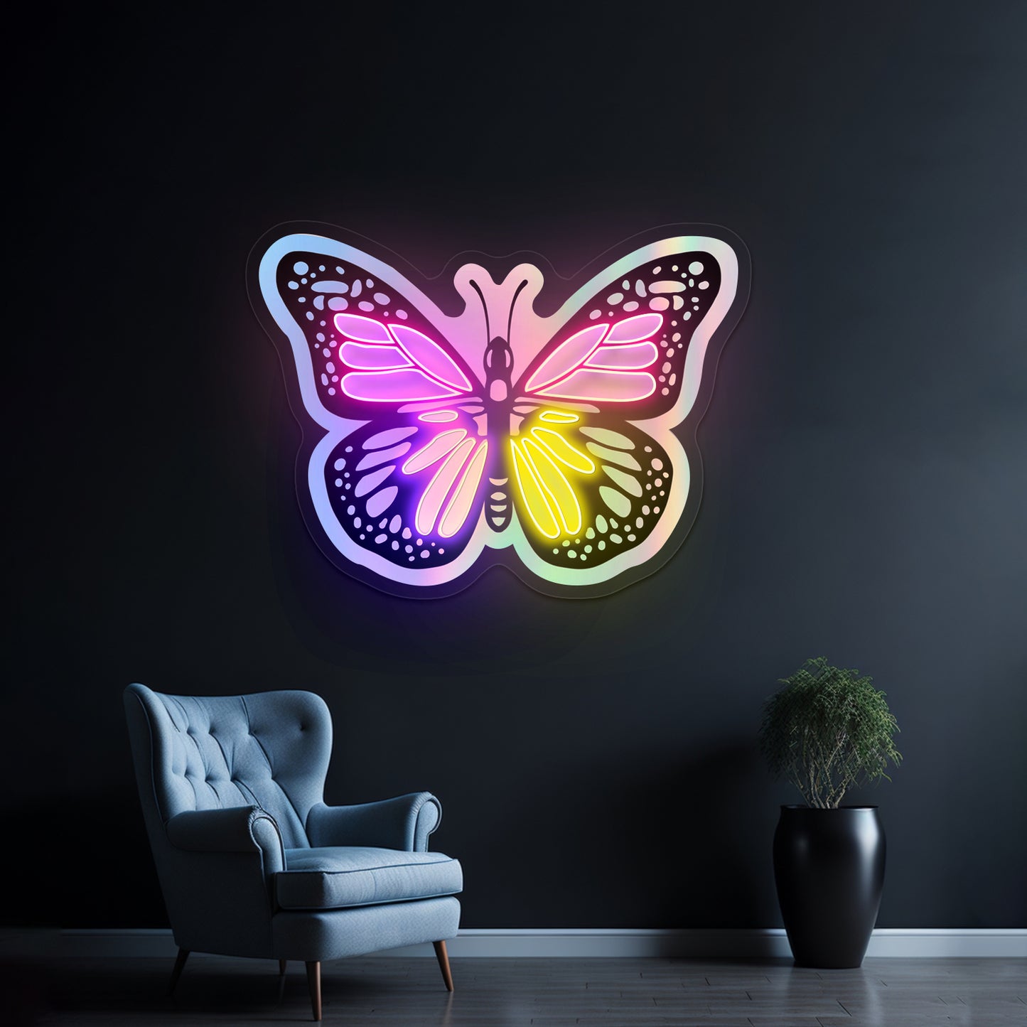 Butterfly Holographic Neon Signs for home