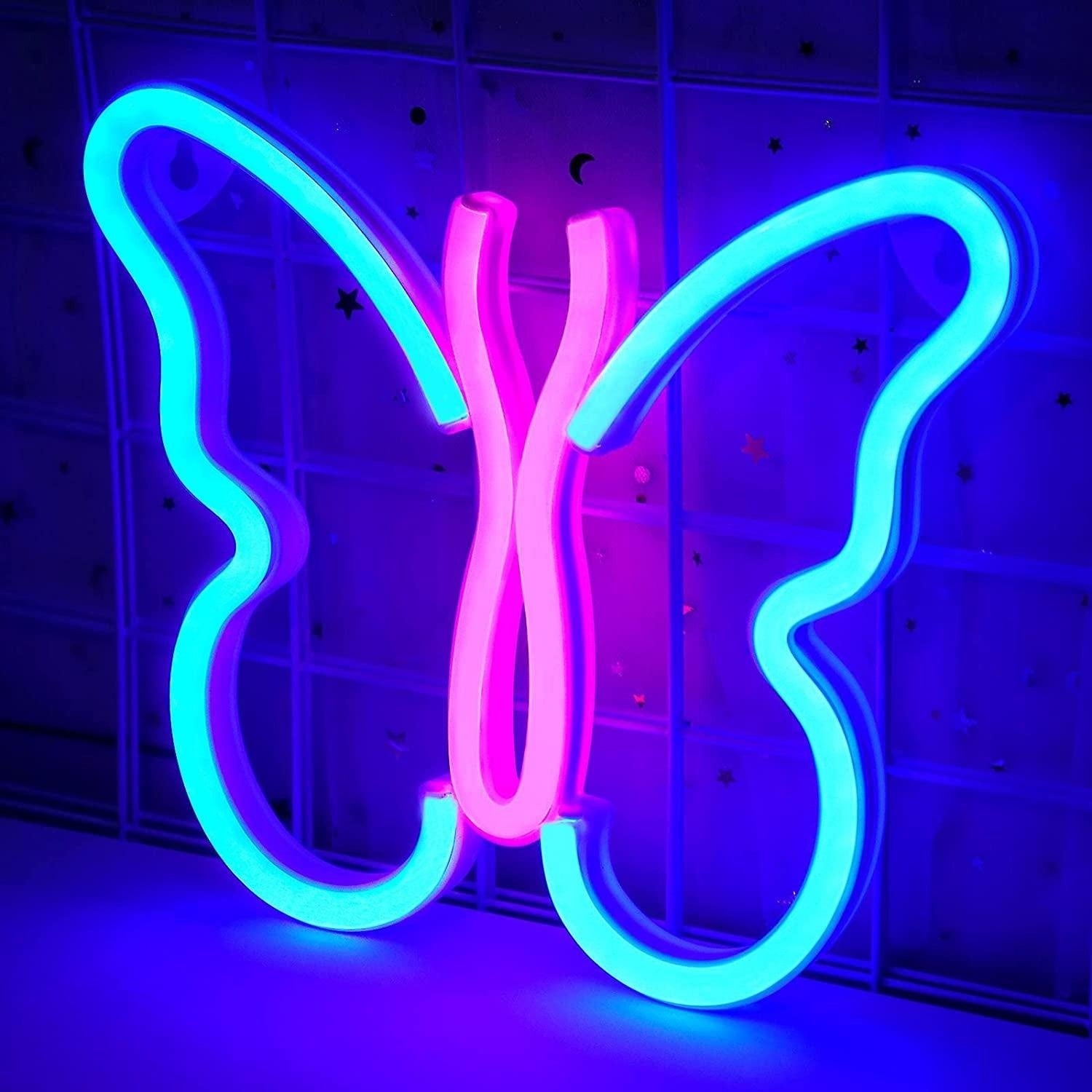 Butterfly Led Neon Sign Pink Blue Design For Kids Room Decor | Shineneon