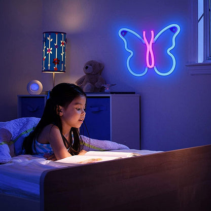 Butterfly Led Neon Sign Pink Blue Design For Kids Room Decor | Shineneon