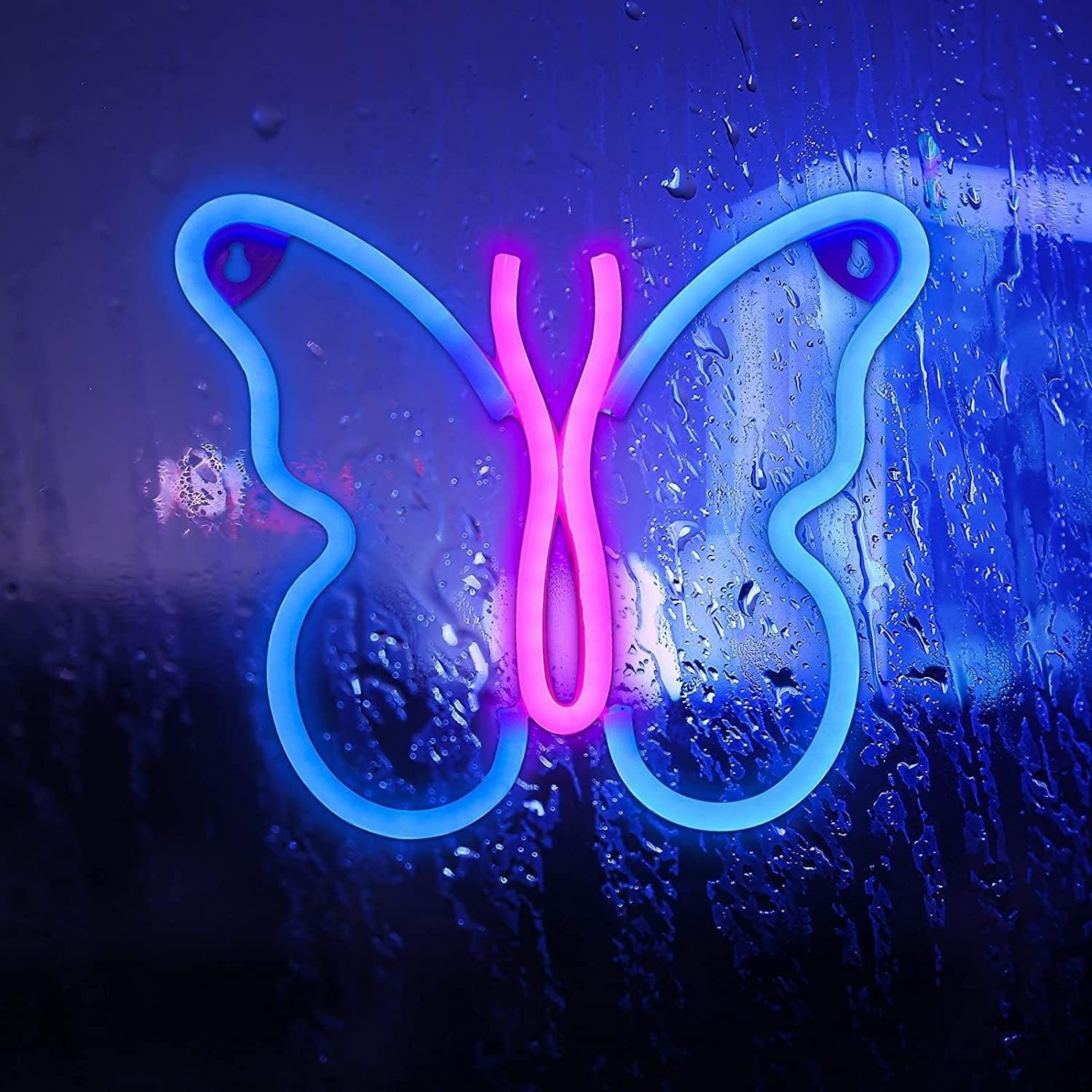 Butterfly Led Neon Sign Pink Blue Design For Kids Room Decor | Shineneon