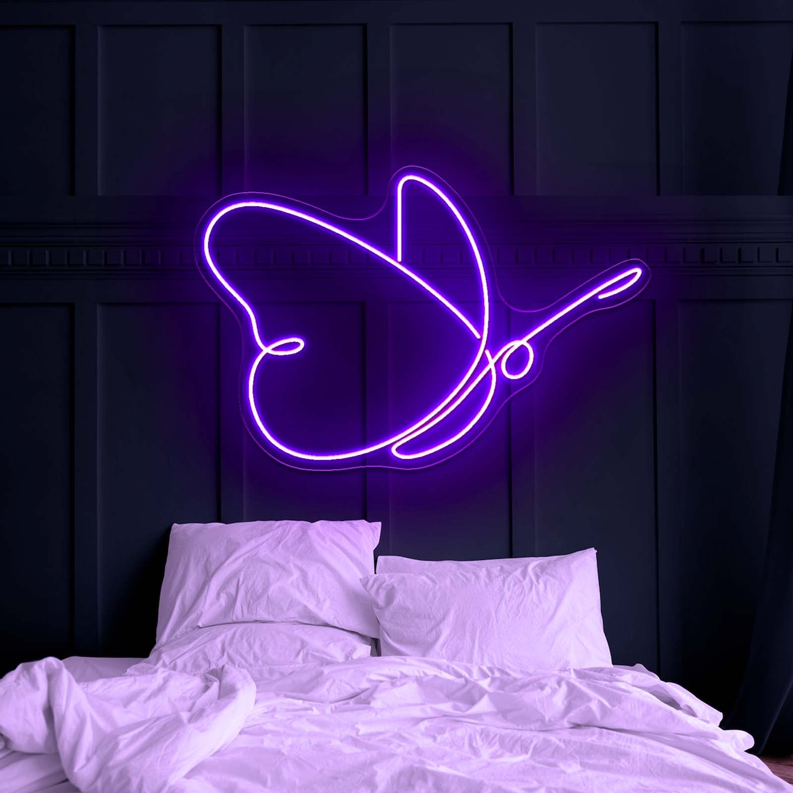 Butterfly Led Neon Sign - Neon sign mounted on wall in room
