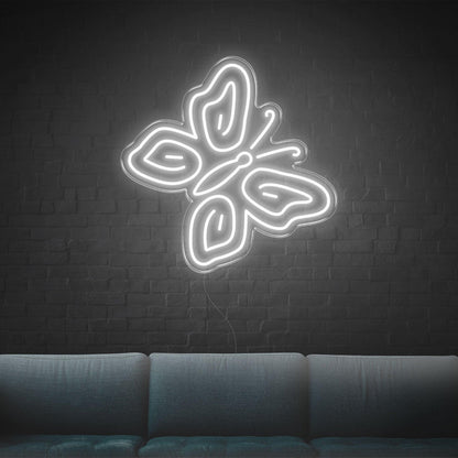 Butterfly White Led Neon Sign For Modern Indoor Wall Art | Shineneon