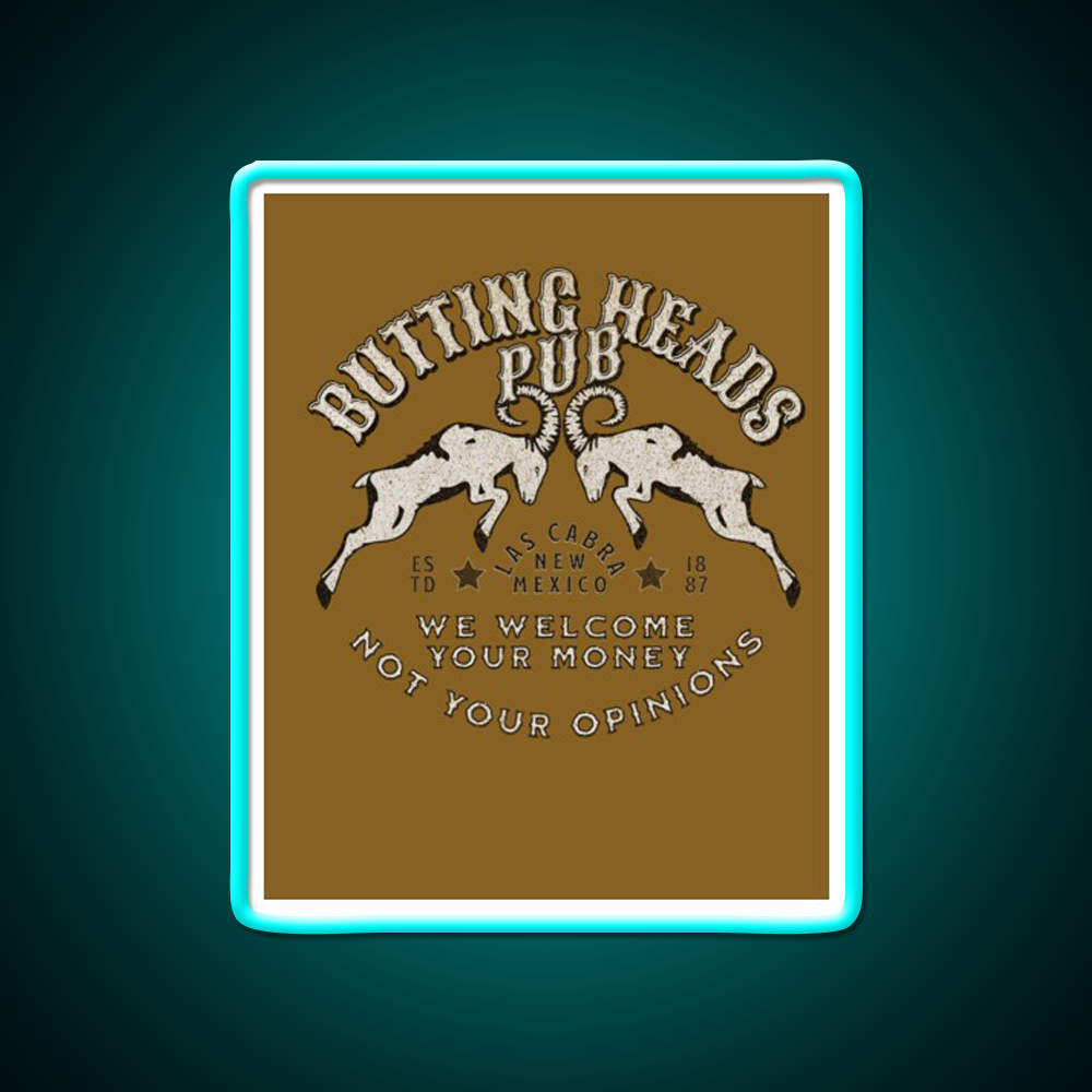 Butting Heads Pub Man Cave Bar Led Neon Sign Bar Decor Rgb Color