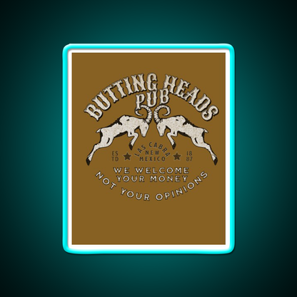 Butting Heads Pub Man Cave Bar Led Neon Sign Bar Decor Rgb Color
