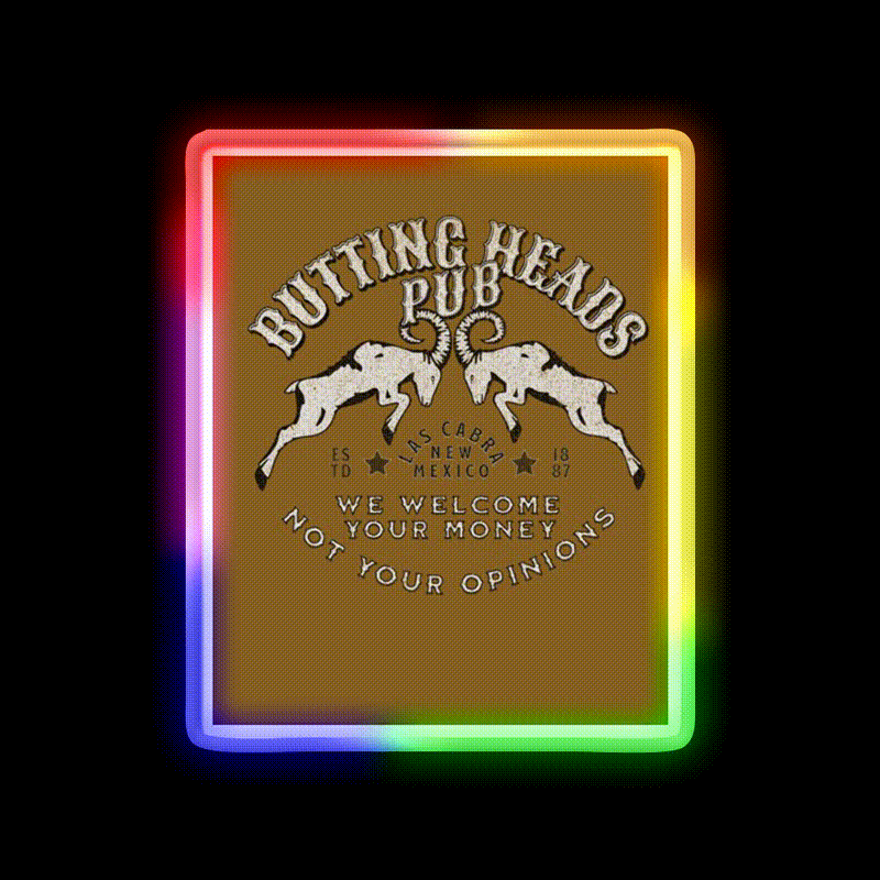 Butting Heads Pub Man Cave Bar Led Neon Sign Bar Decor Rgb Color