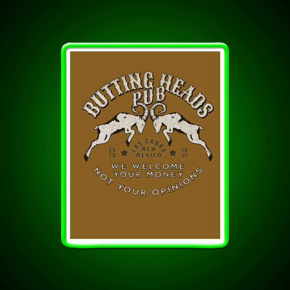 Butting Heads Pub Man Cave Bar Led Neon Sign Bar Decor Rgb Color