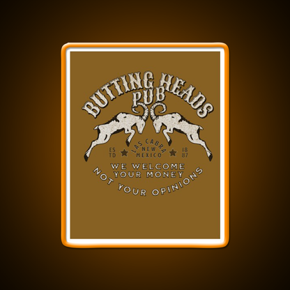 Butting Heads Pub Man Cave Bar Led Neon Sign Bar Decor Rgb Color