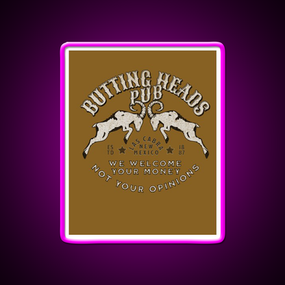 Butting Heads Pub Man Cave Bar Led Neon Sign Bar Decor Rgb Color