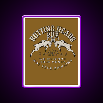 Butting Heads Pub Man Cave Bar Led Neon Sign Bar Decor Rgb Color