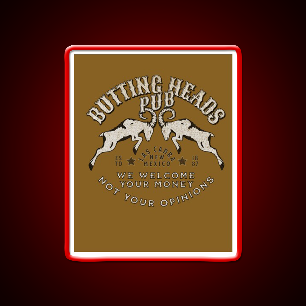 Butting Heads Pub Man Cave Bar Led Neon Sign Bar Decor Rgb Color