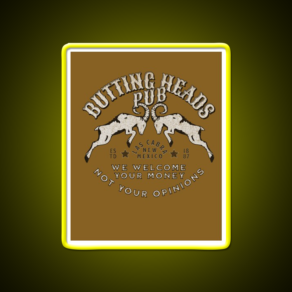 Butting Heads Pub Man Cave Bar Led Neon Sign Bar Decor Rgb Color