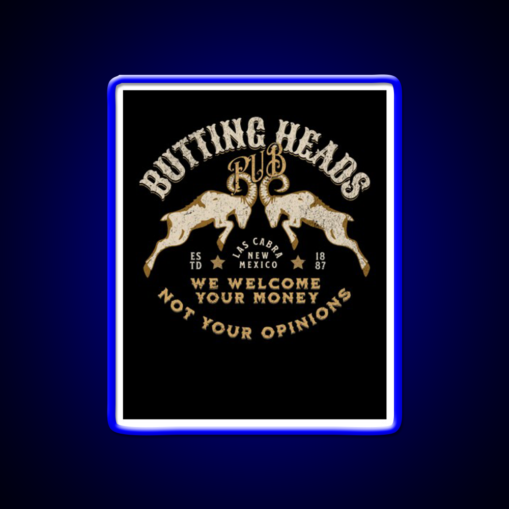 Butting Heads Pub Man Cave Bar Led Neon Sign Rgb Color