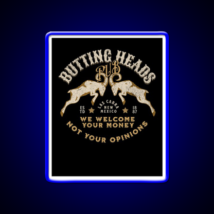 Butting Heads Pub Man Cave Bar Led Neon Sign Rgb Color