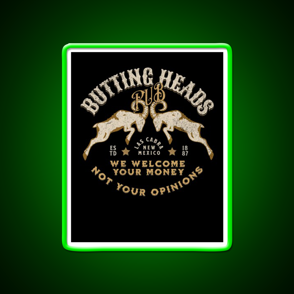 Butting Heads Pub Man Cave Bar Led Neon Sign Rgb Color