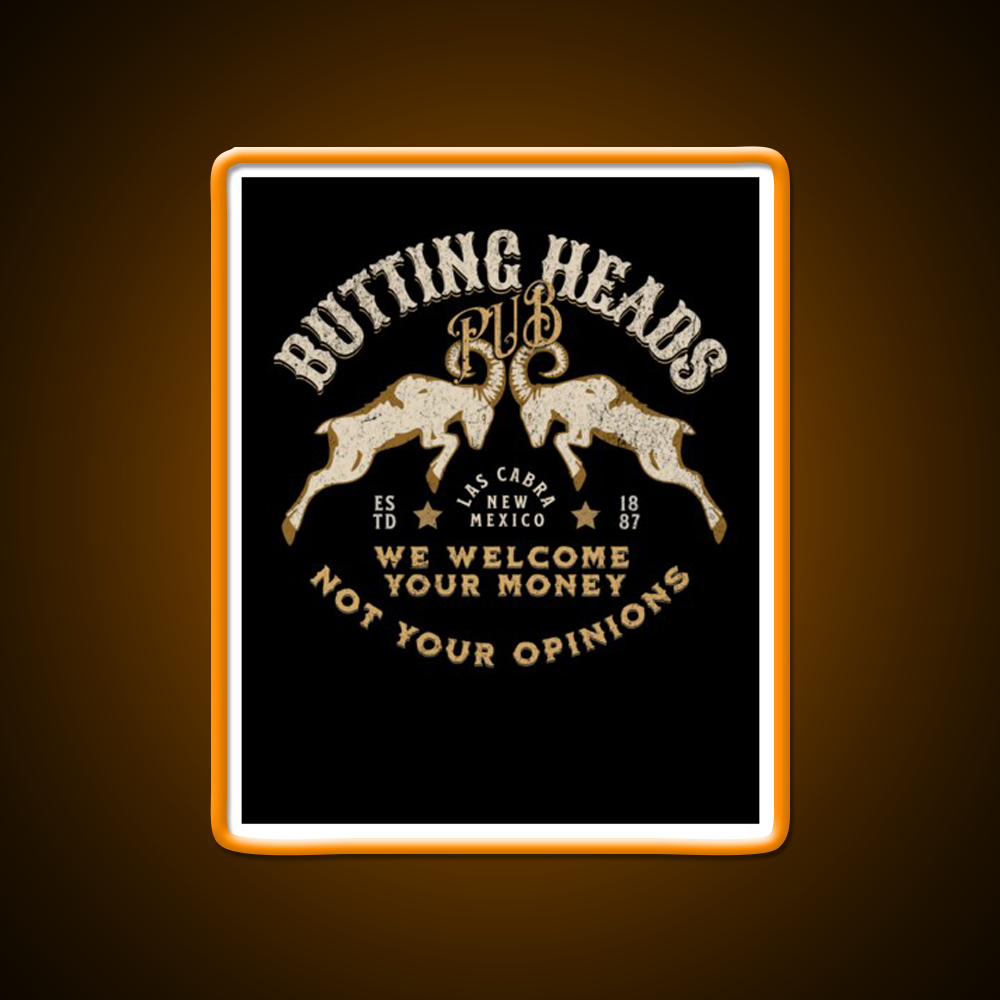 Butting Heads Pub Man Cave Bar Led Neon Sign Rgb Color