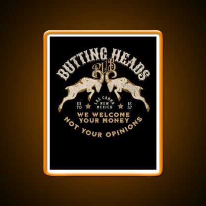 Butting Heads Pub Man Cave Bar Led Neon Sign Rgb Color