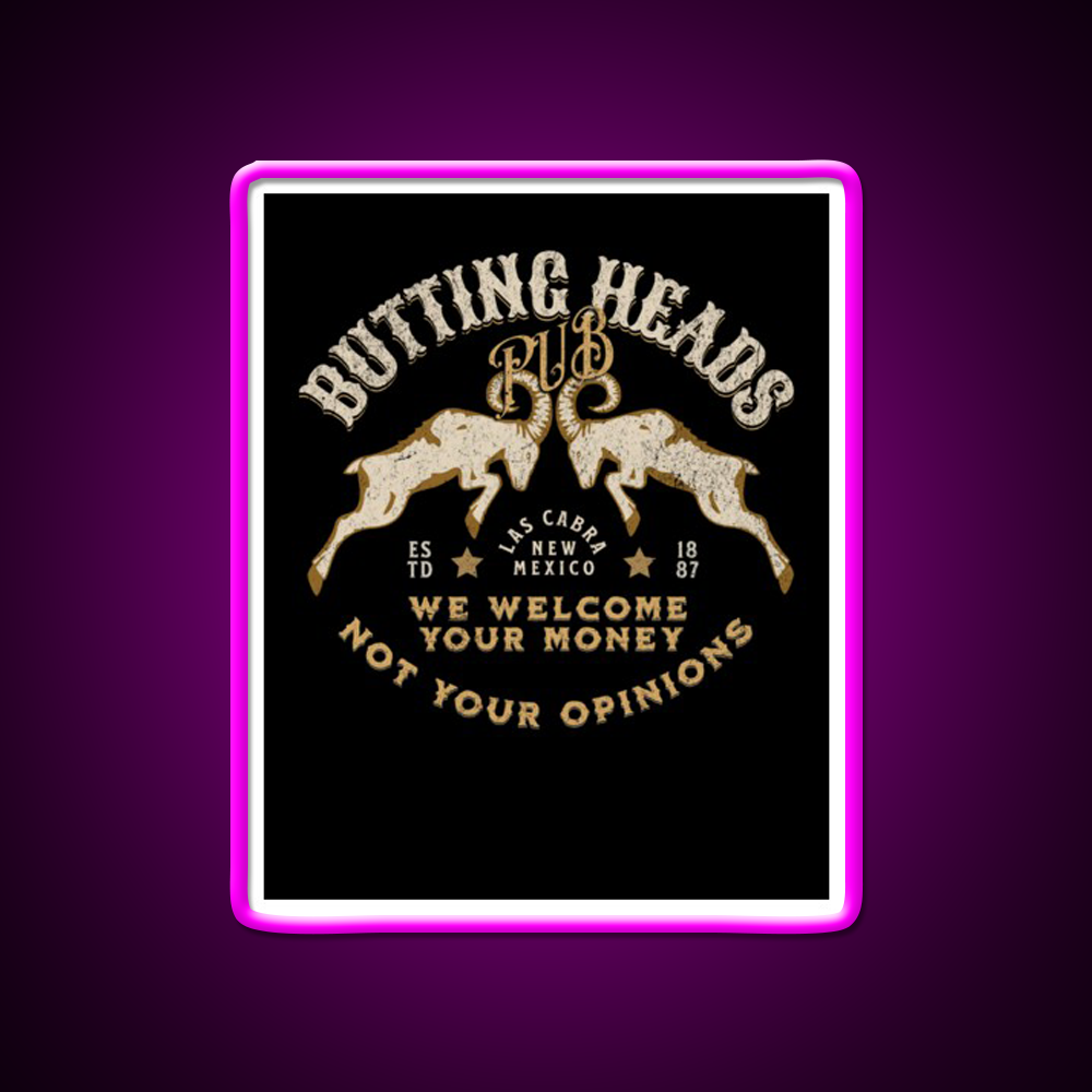 Butting Heads Pub Man Cave Bar Led Neon Sign Rgb Color