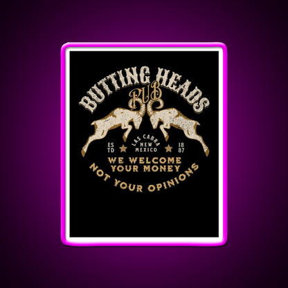 Butting Heads Pub Man Cave Bar Led Neon Sign Rgb Color