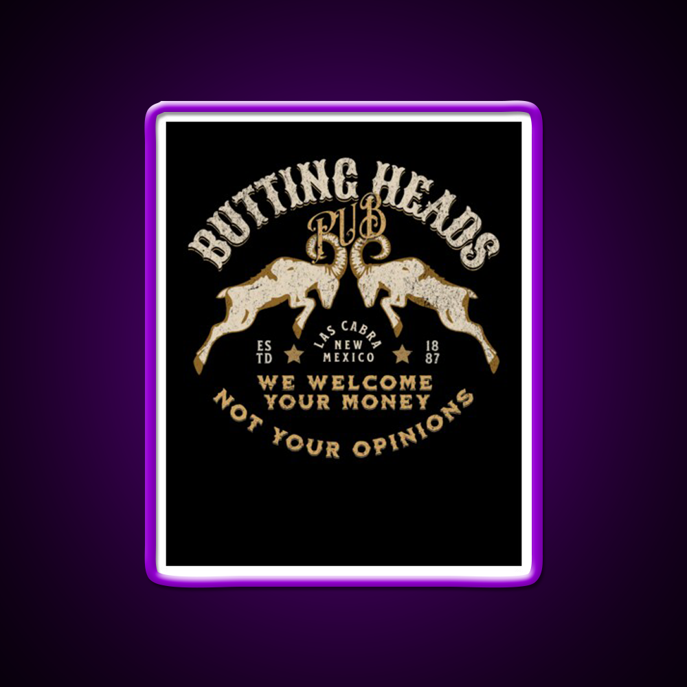 Butting Heads Pub Man Cave Bar Led Neon Sign Rgb Color