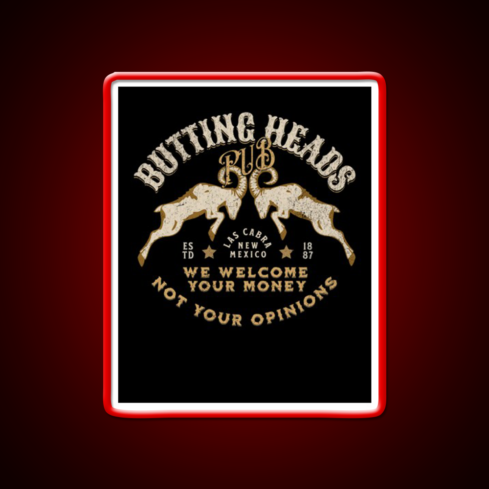 Butting Heads Pub Man Cave Bar Led Neon Sign Rgb Color