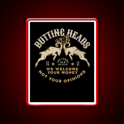 Butting Heads Pub Man Cave Bar Led Neon Sign Rgb Color