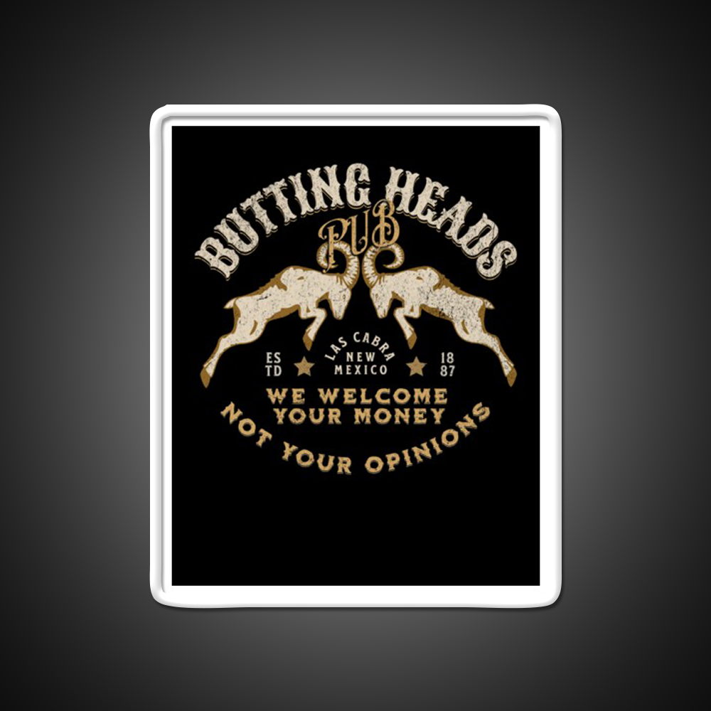 Butting Heads Pub Man Cave Bar Led Neon Sign Rgb Color