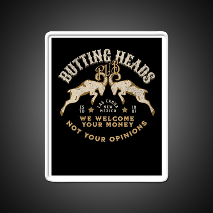 Butting Heads Pub Man Cave Bar Led Neon Sign Rgb Color