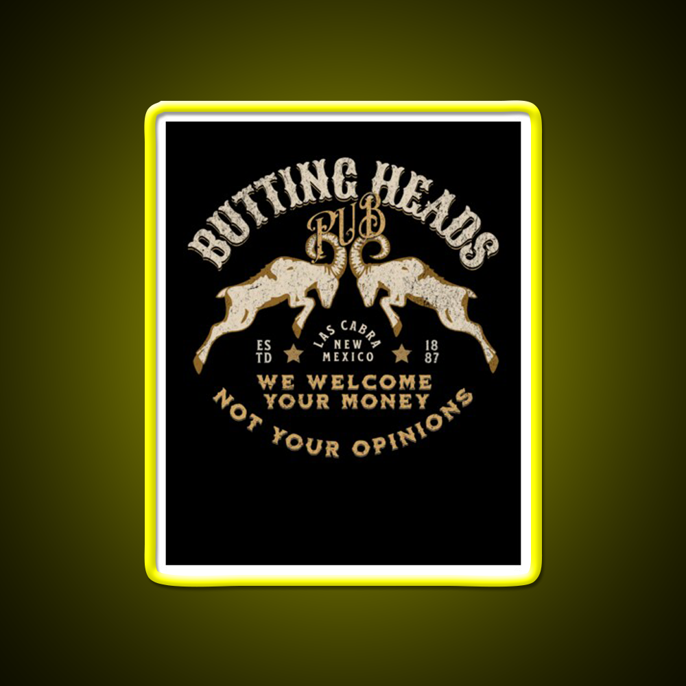 Butting Heads Pub Man Cave Bar Led Neon Sign Rgb Color