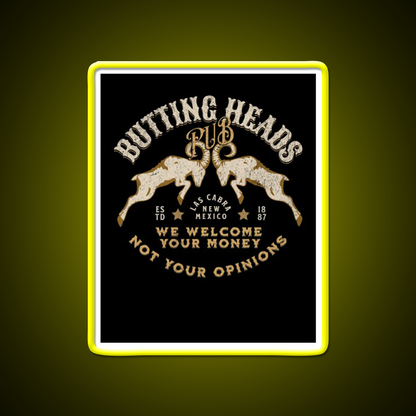 Butting Heads Pub Man Cave Bar Led Neon Sign Rgb Color