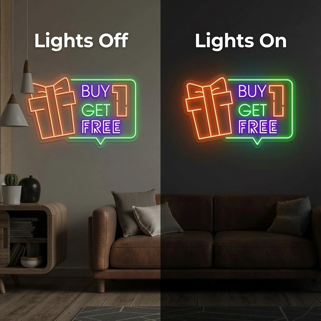 Buy 1 Get 1 Free LED Neon Sign - 06 Day Night Comparison
