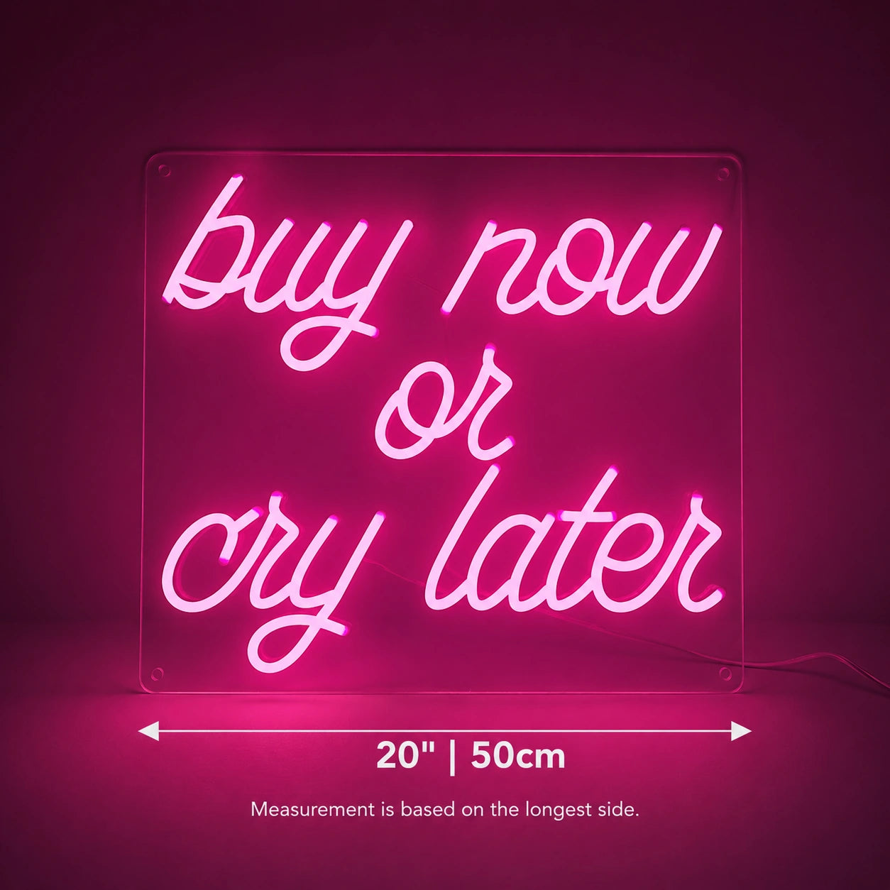 Buy Now Cry Later Neon Sign LED Neon Sign size image