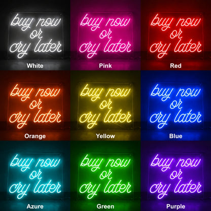 Buy Now Cry Later Neon Sign LED Neon Sign color grid