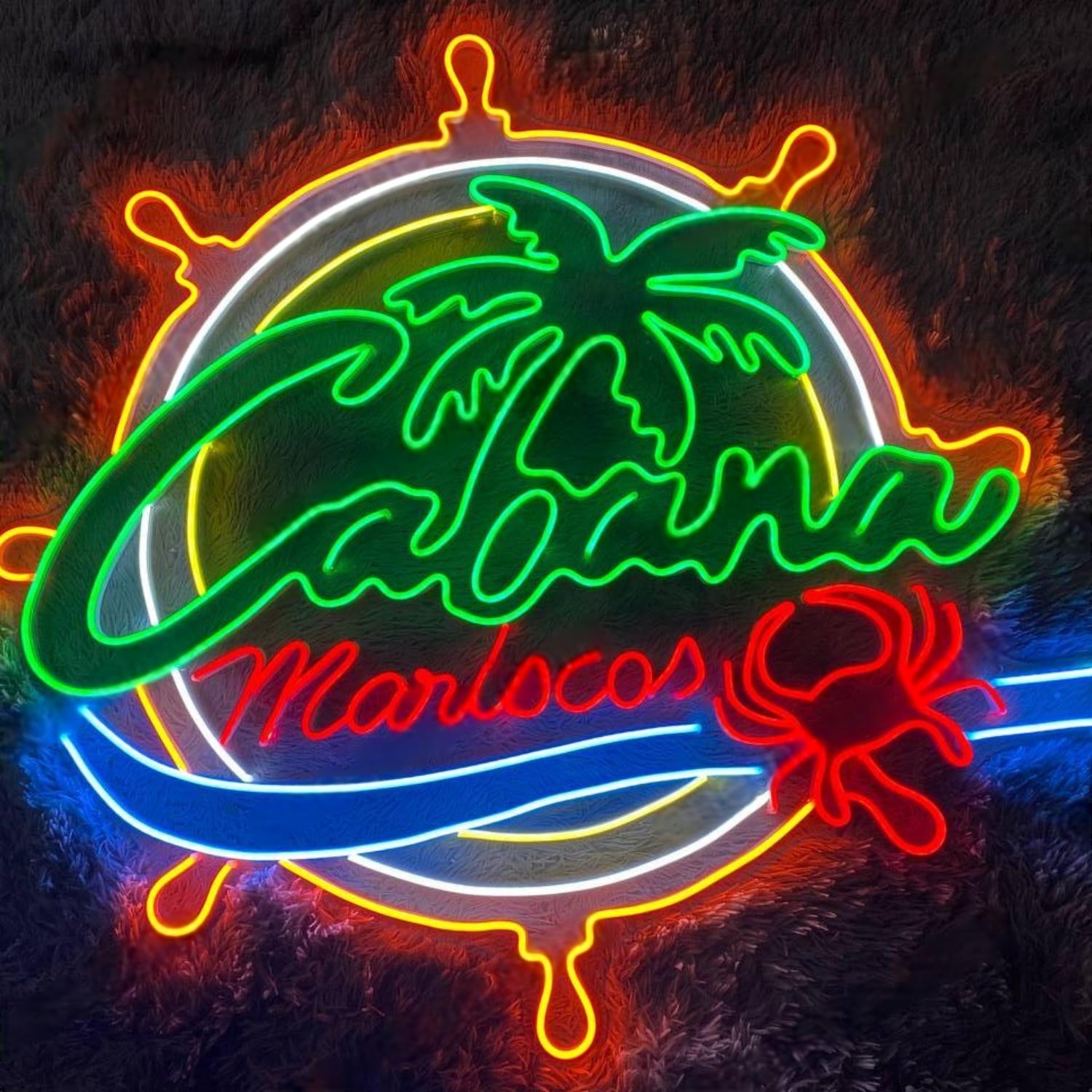 Cabana Mariscos Tropical Palm-Crab Seafood Bar Led Neon Sign | Shineneon