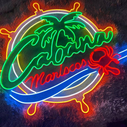 Cabana Mariscos Tropical Palm-Crab Seafood Bar Led Neon Sign | Shineneon
