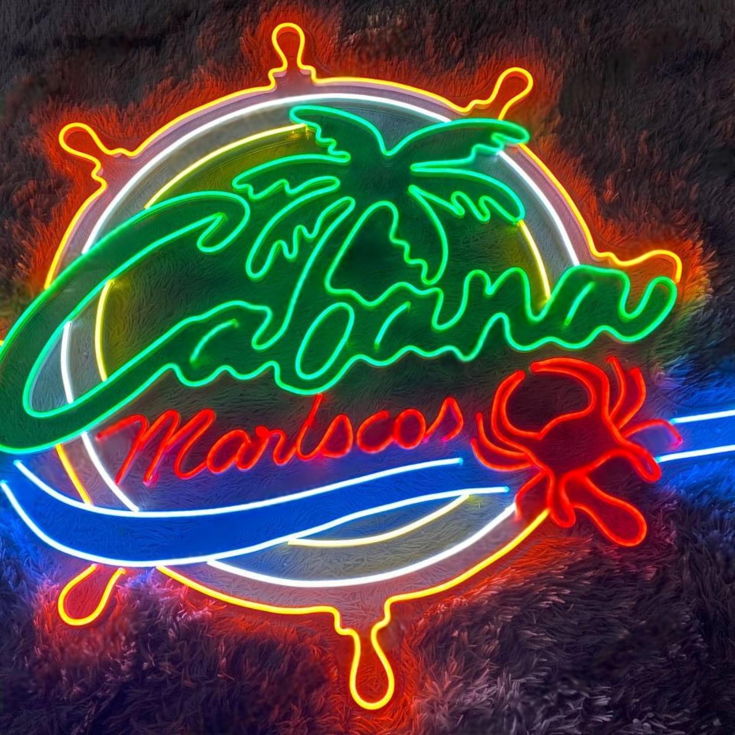 Cabana Mariscos Tropical Palm-Crab Seafood Bar Led Neon Sign | Shineneon