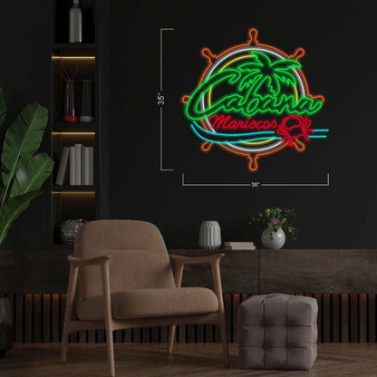 Cabana Mariscos Tropical Palm-Crab Seafood Bar Led Neon Sign | Shineneon