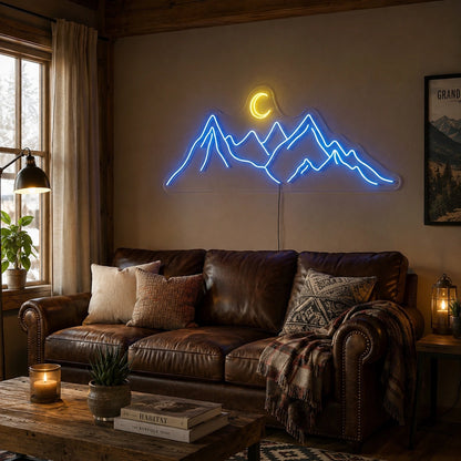 Cabin Moon Mountain Neon Sign LED Neon Sign real lifestyle scene