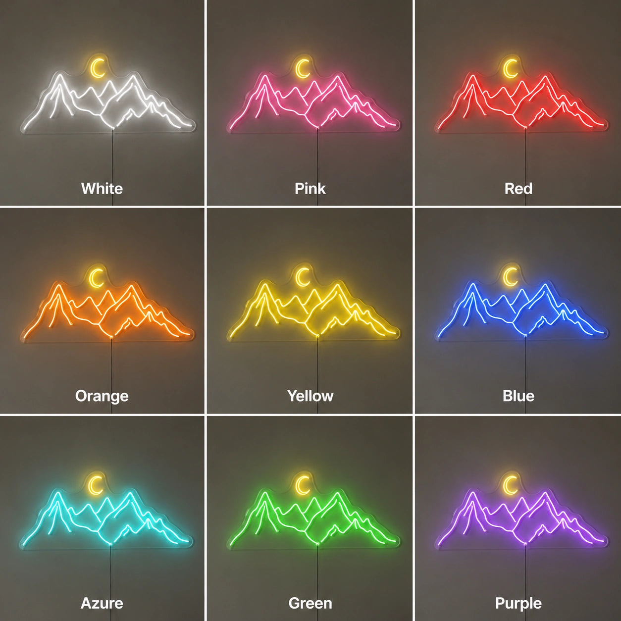 Cabin Moon Mountain Neon Sign LED Neon Sign color grid