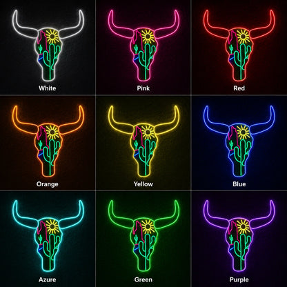 Cactus Bull Skull Neon Sign LED Neon Sign color grid
