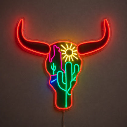 Cactus Bull Skull Neon Sign LED Neon Sign main product image