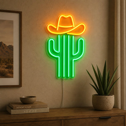 Cactus Cowboy Hat LED Neon Sign size image