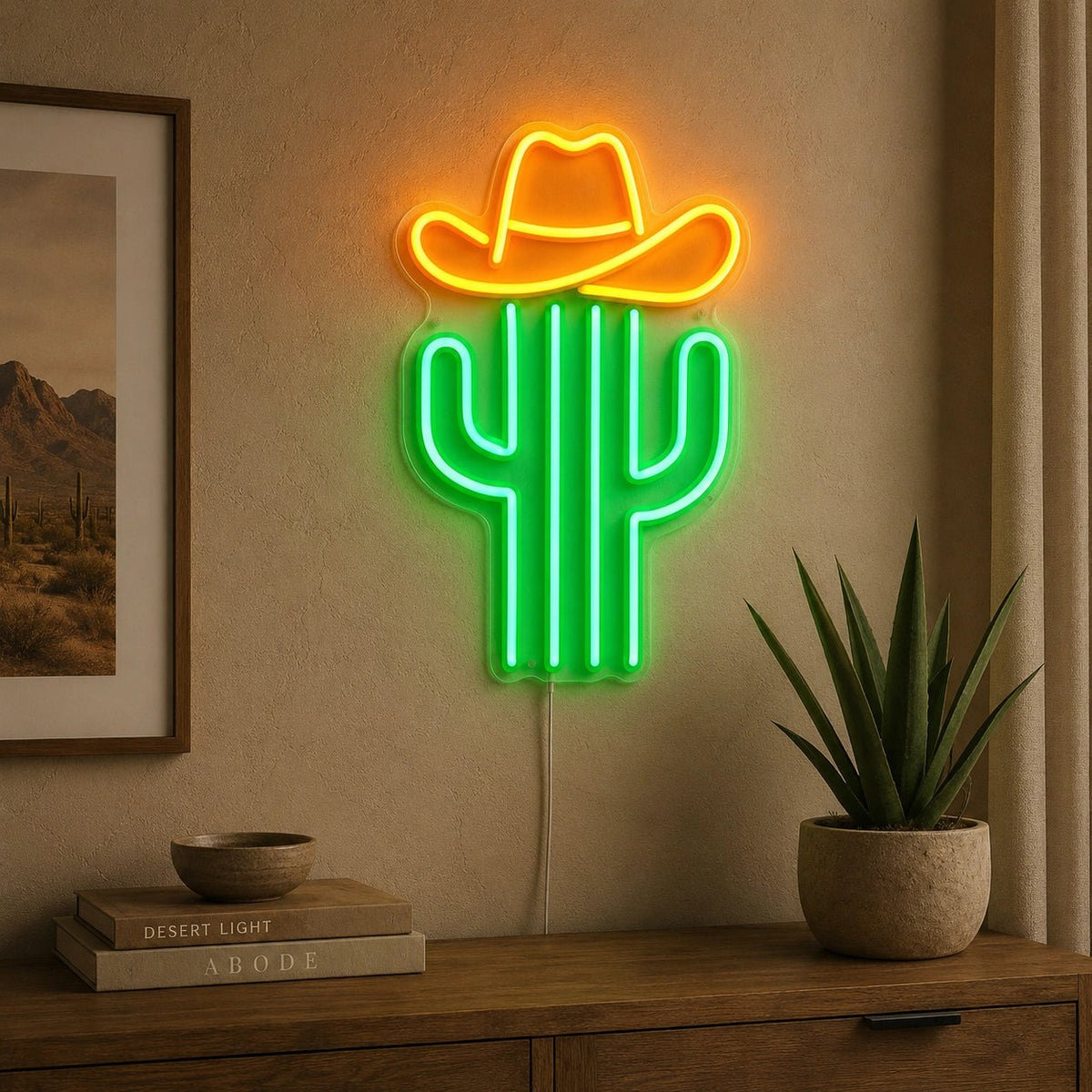 Cactus Cowboy Hat LED Neon Sign - Shineneon