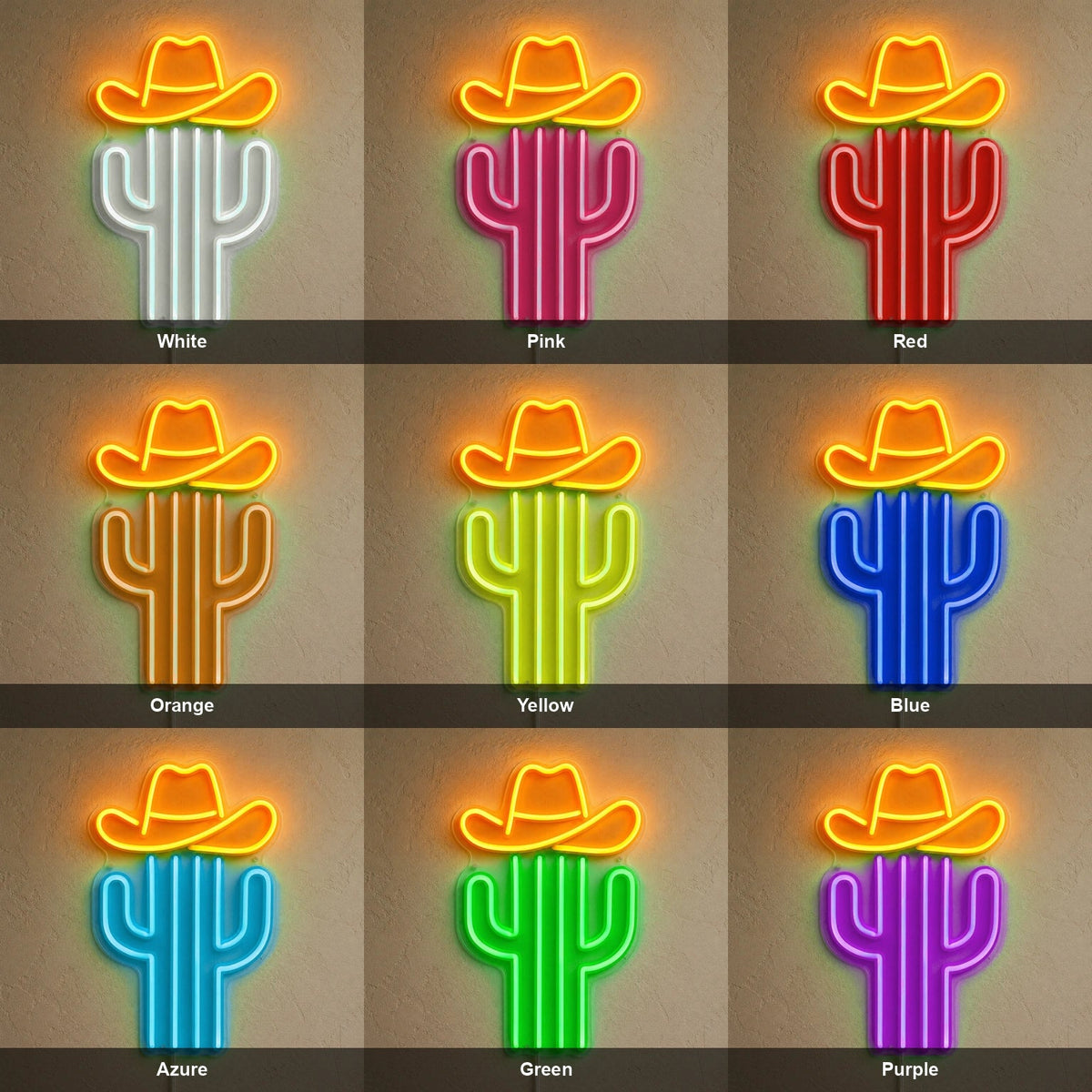 Cactus Cowboy Hat LED Neon Sign - Shineneon