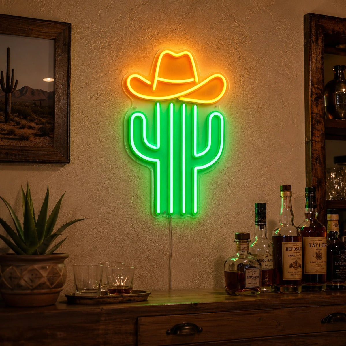 Cactus Cowboy Hat LED Neon Sign - Shineneon