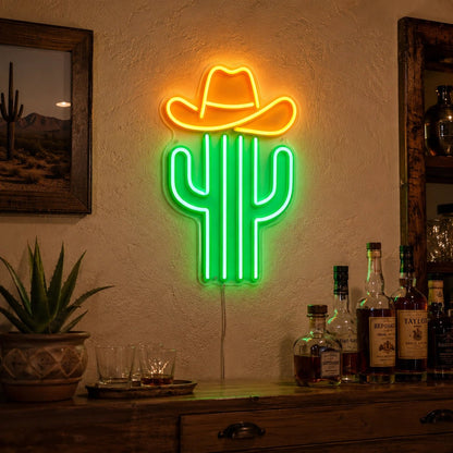 Cactus Cowboy Hat LED Neon Sign - Shineneon