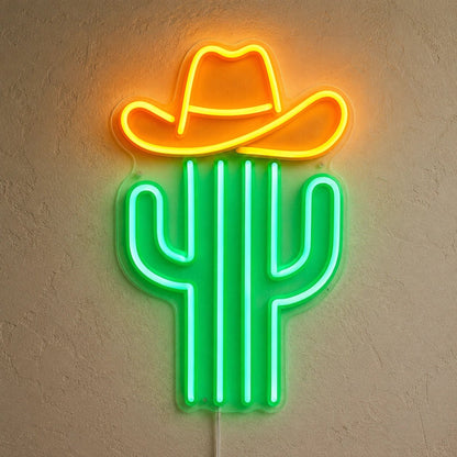 Cactus Cowboy Hat LED Neon Sign - Shineneon