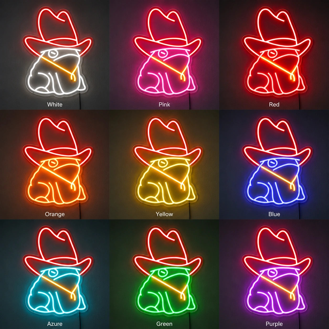 Cactus Cowboy Hat Neon Sign LED Neon Sign color grid