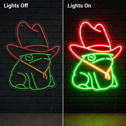 Cactus Cowboy Hat Neon Sign LED Neon Sign day and night comparison