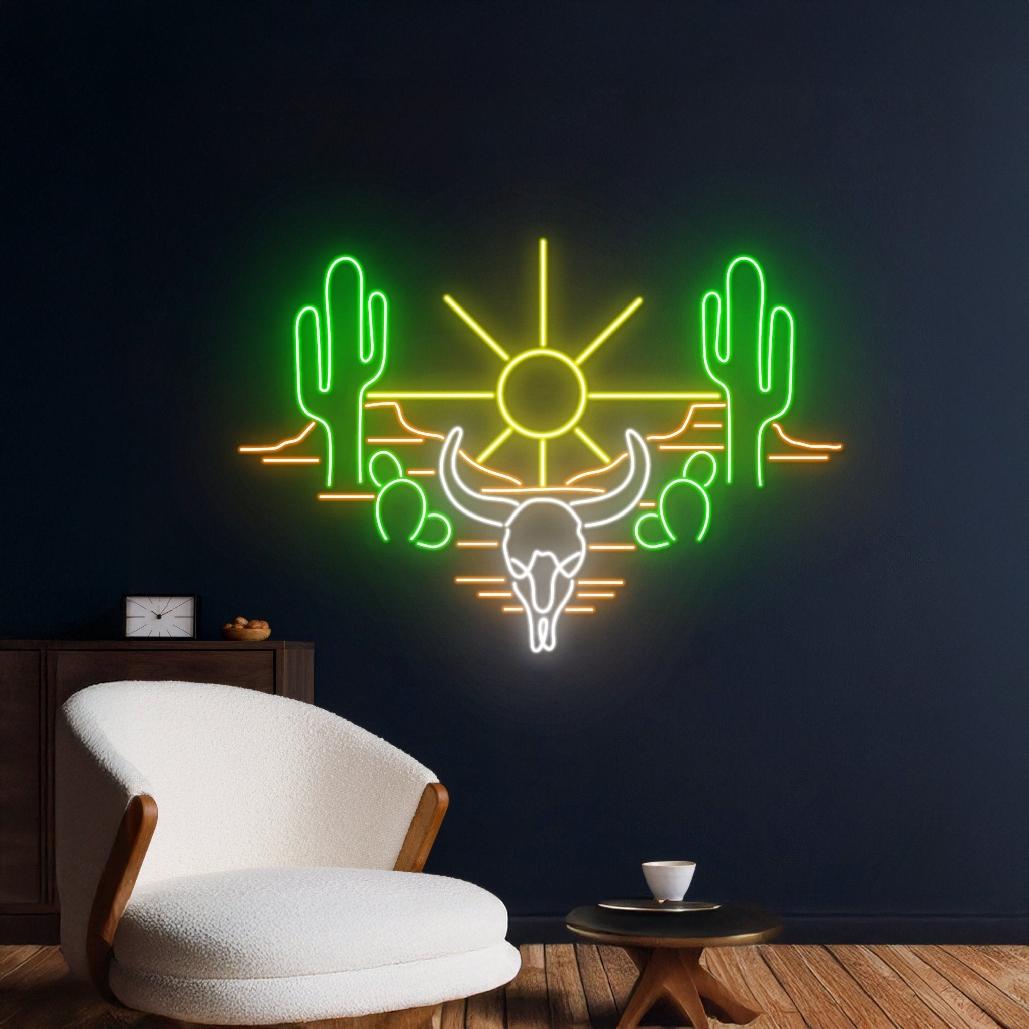 Cactus Desert Sun Horn Bull Neon Sign - Shineneon