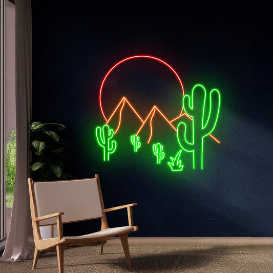 Cactus Desert Sun Neon Light